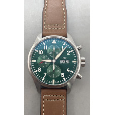 Pilot Chrono Spitfire IW377726 SS 1:1 Best Edition Green Dial on Brown Leather Strap AZF A7750