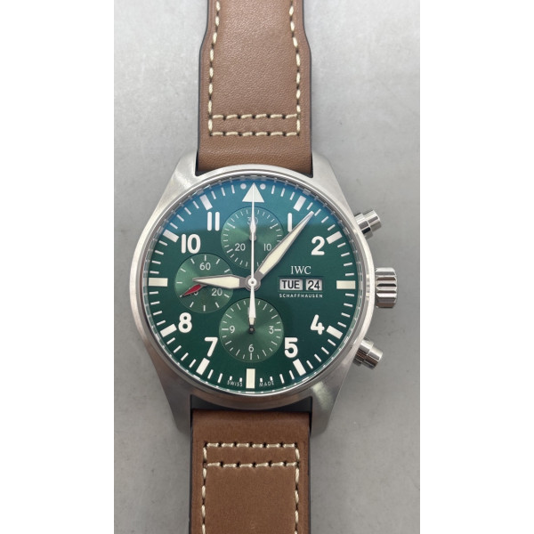 Pilot Chrono Spitfire IW377726 SS 1:1 Best Edition Green Dial on Brown Leather Strap AZF A7750