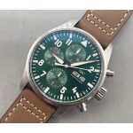 Pilot Chrono Spitfire IW377726 SS 1:1 Best Edition Green Dial on Brown Leather Strap AZF A7750