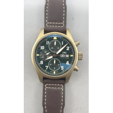 Pilot Chrono Spitfire IW387902 Bronze 1:1 Best Edition Green Dial Brown Leather Strap AZF A7750 