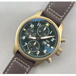 Pilot Chrono Spitfire IW387902 Bronze 1:1 Best Edition Green Dial Brown Leather Strap AZF A7750 