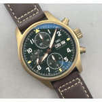 Pilot Chrono Spitfire IW387902 Bronze 1:1 Best Edition Green Dial Brown Leather Strap AZF A7750 