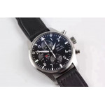 Pilot Chrono IW377710 SS Case Black Dial Leather Strap AZF A7750