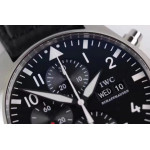 Pilot Chrono IW377710 SS Case Black Dial Leather Strap AZF A7750