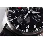 Pilot Chrono IW377710 SS Case Black Dial Leather Strap AZF A7750