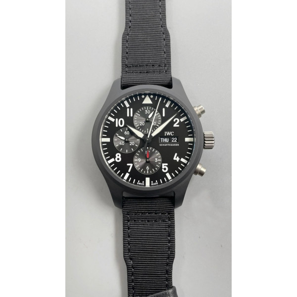  Pilot Chrono IW389101 Top Gun CeramicCase Black Dial Nylon Strap AZF A7750