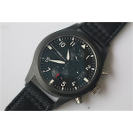 Pilot Chrono Top Gun IW3878 Real Ceramic 1:1 Best Edition Black Dial Calfskin Strap A7750 BP