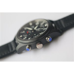 Pilot Chrono Top Gun IW3878 Real Ceramic 1:1 Best Edition Black Dial Calfskin Strap A7750 BP