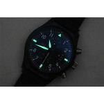 Pilot Chrono Top Gun IW3878 Real Ceramic 1:1 Best Edition Black Dial Calfskin Strap A7750 BP