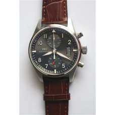 Pilot Chrono SS IW387802 Grey Dial 1:1 Best Edition Brown Leather Strap A7750 ZF