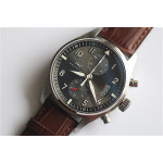 Pilot Chrono SS IW387802 Grey Dial 1:1 Best Edition Brown Leather Strap A7750 ZF