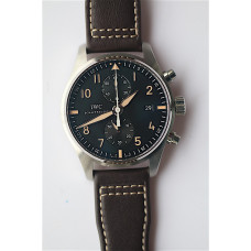 Pilot Chrono SS IW387808 Best Edition Black Dial on Brown Leather Strap A7750 ZF