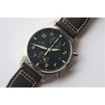 Pilot Chrono SS IW387808 Best Edition Black Dial on Brown Leather Strap A7750 ZF