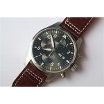 Pilot Chrono SS IW377719 Best Edition Grey Dial Brown Leather Strap A7750 ZF