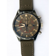 Pilot Chrono Top Gun IW389002 Real Ceramic 1:1 Best Edition Gray Dial on Green Calfskin Strap A7750 ZF