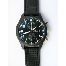 Pilot Chrono Top Gun IW389001 Real Ceramic 1:1 Best Edition Black Dial on Black Calfskin Strap A7750 ZF