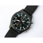 Pilot Chrono Top Gun IW389001 Real Ceramic 1:1 Best Edition Black Dial on Black Calfskin Strap A7750 ZF