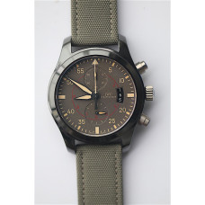 Pilot Chrono Top Gun IW388002 Real Ceramic 1:1 Best Edition Gray Dial on Green Calfskin Strap A7750 ZF