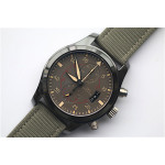 Pilot Chrono Top Gun IW388002 Real Ceramic 1:1 Best Edition Gray Dial on Green Calfskin Strap A7750 ZF