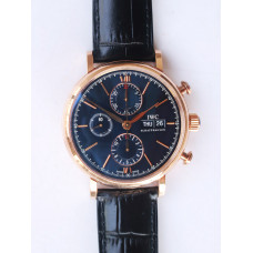 Portofino Chrono RG 1:1 Best Edition Blue Dial Gold Markers Leather Strap A7750 ZF