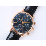 Portofino Chrono RG 1:1 Best Edition Blue Dial Gold Markers Leather Strap A7750 ZF