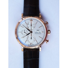 Portofino Chrono RG 1:1 Best Edition White Dial Brown Leather Strap A7750 ZF