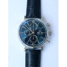 Portofino Chrono SS 1:1 Best Edition Blue Dial on Blue Leather Strap A7750 ZF