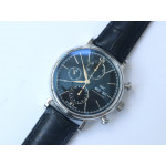 Portofino Chrono SS 1:1 Best Edition Blue Dial on Blue Leather Strap A7750 ZF