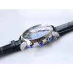 Portofino Chrono SS 1:1 Best Edition Blue Dial Gold Markers Leather Strap A7750 ZF