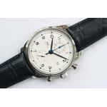 Portugieser Chrono Classic 42 IW390406 SS 1:1 Best Edition White dial Blue Num Leather Strap A7750 ZF