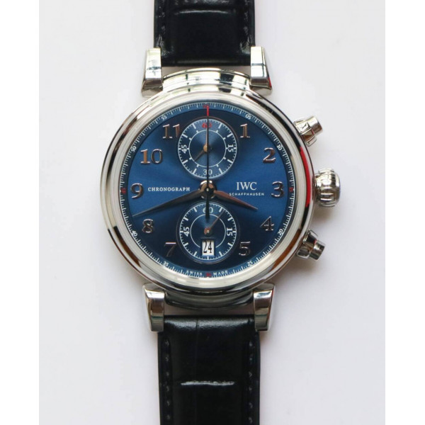 Da Vinci Chrono Laureus IW393402 SS 1:1 Best Edition Blue Dial SS Leather Strap A7750 ZF