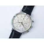 Portofino Chrono SS 1:1 Best Edition White Dial SS Markers Leather Strap A7750 ZF