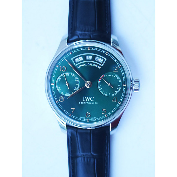 Portuguese Real PR Real Annual Calendar IW503510 1:1 Best Edition Green Dial on Black Leather Strap A52850 ZF