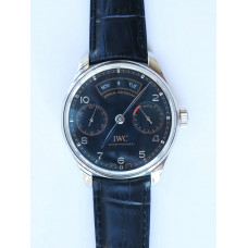 Portuguese Real PR Real Annual Calendar Edition “Pisa” 1:1 Best Edition Black Dial on Black Leather Strap A52850 ZF