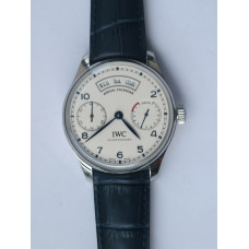 Portuguese Real PR Real Annual Calendar IW5035 1:1 Best Edition White Dial Blue Markers on Blue Leather Strap A52850 ZF