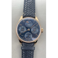 Portugieser Perpetual Calendar RG 5033 1:1 Best Edition Blue Dial on Black Leather Strap APSF A52610
