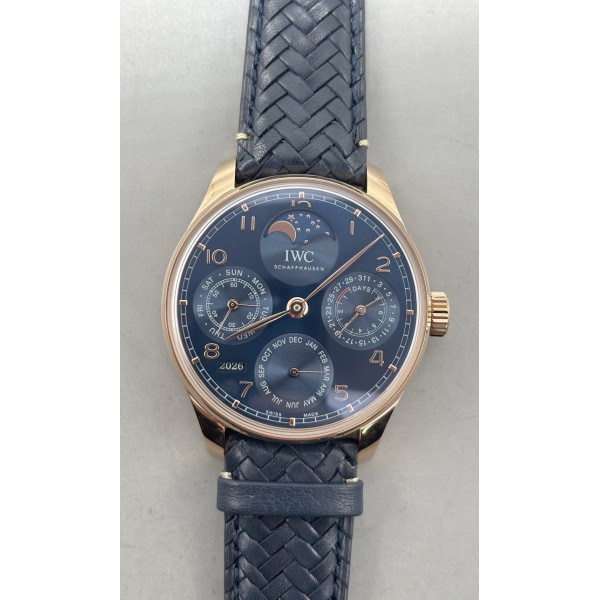 Portugieser Perpetual Calendar RG 5033 1:1 Best Edition Blue Dial on Black Leather Strap APSF A52610