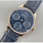 Portugieser Perpetual Calendar RG 5033 1:1 Best Edition Blue Dial on Black Leather Strap APSF A52610