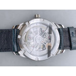 Portuguese IW358304 1:1 Best Edition SS White Dial Blue Markers Blue Leather Strap YLF A82200