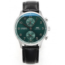 Portuguese Chrono IW3716 1:1 Best Edition Green Dial Leather Strap V6SF A7750