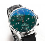 Portuguese Chrono IW3716 1:1 Best Edition Green Dial Leather Strap V6SF A7750