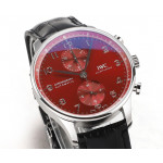 Portuguese Chrono IW3716 1:1 Best Edition Red Dial Leather Strap V6SF A7750