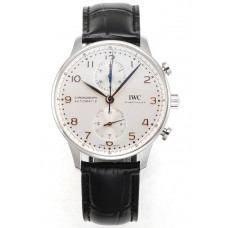 Portuguese Chrono IW3716 1:1 Best Edition White Dial RG Markers Leather Strap V6SF A7750