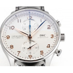 Portuguese Chrono IW3716 1:1 Best Edition White Dial RG Markers Leather Strap V6SF A7750