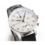 Portuguese Chrono IW3716 1:1 Best Edition White Dial RG Markers Leather Strap V6SF A7750