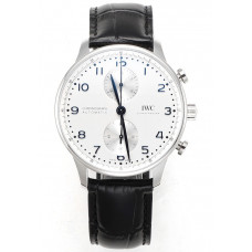 Portuguese Chrono IW3716 1:1 Best Edition White Dial Blue Markers Leather Strap V6SF A7750