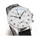 Portuguese Chrono IW3716 1:1 Best Edition White Dial Blue Markers Leather Strap V6SF A7750