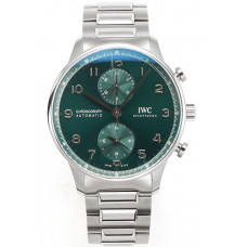 Portuguese Chrono IW3716 1:1 Best Edition Green Dial SS Bracelet V6SF A7750