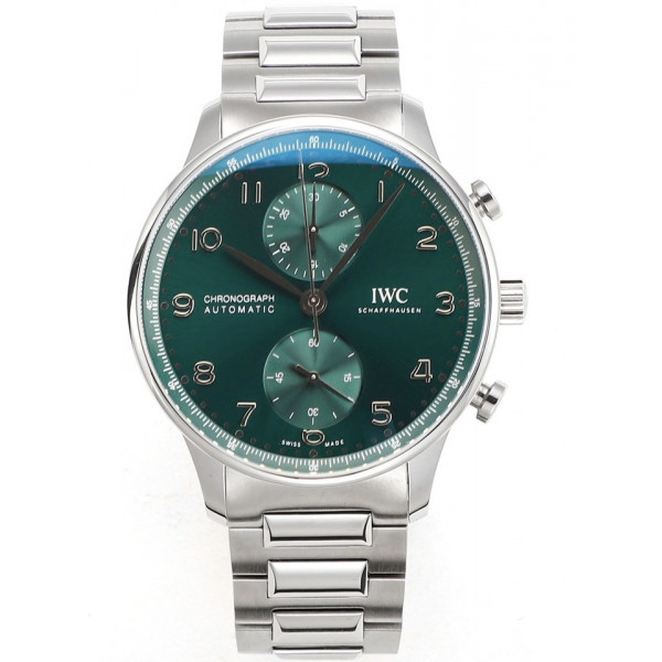 Portuguese Chrono IW3716 1:1 Best Edition Green Dial SS Bracelet V6SF A7750