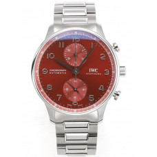 Portuguese Chrono IW3716 1:1 Best Edition Red Dial SS Bracelet V6SF A7750